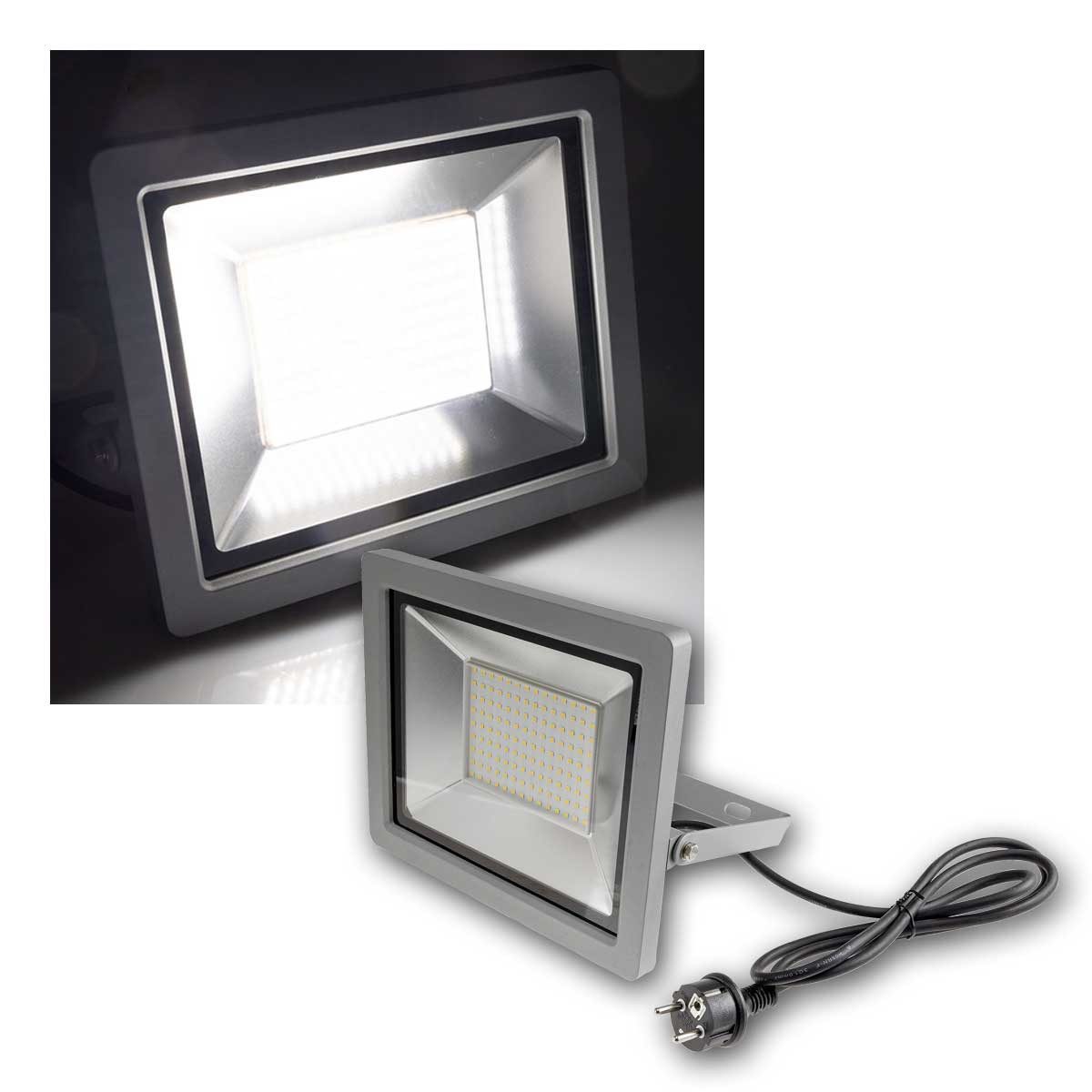 ChiliTec LED Flutlichtstrahler LED Fluter "CTF-SLT 99" 100W daylight 9230lm IP44, daylight/tageslichtweiß