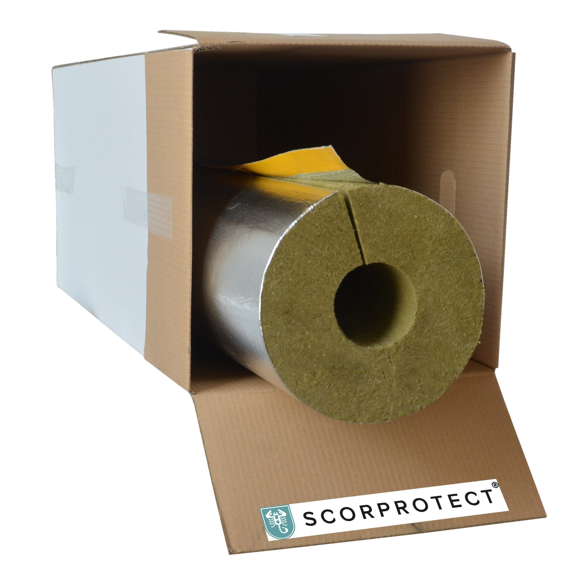 Scorprotect® Steinwolle voller Karton Rohrschale Rohrisolierung Steinwolle  alukaschiert 0.040 W/mK, (1-St)