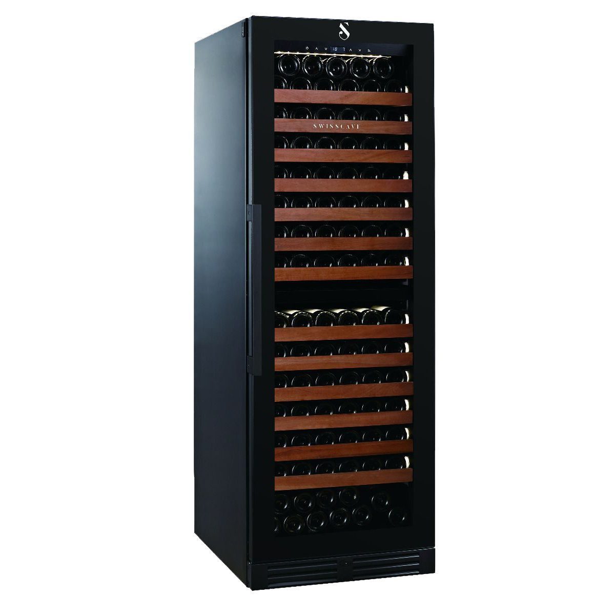 Swisscave Weinkühlschrank WLB-460DFL-MIX.. für 152 Flaschen, 172cm (H) - 5 Jahre Garantie, für 152 Standardflaschen á 0,75l,Hochwertiger schwarz eloxierter, gebürsteter Edelmetall-Türrahmen