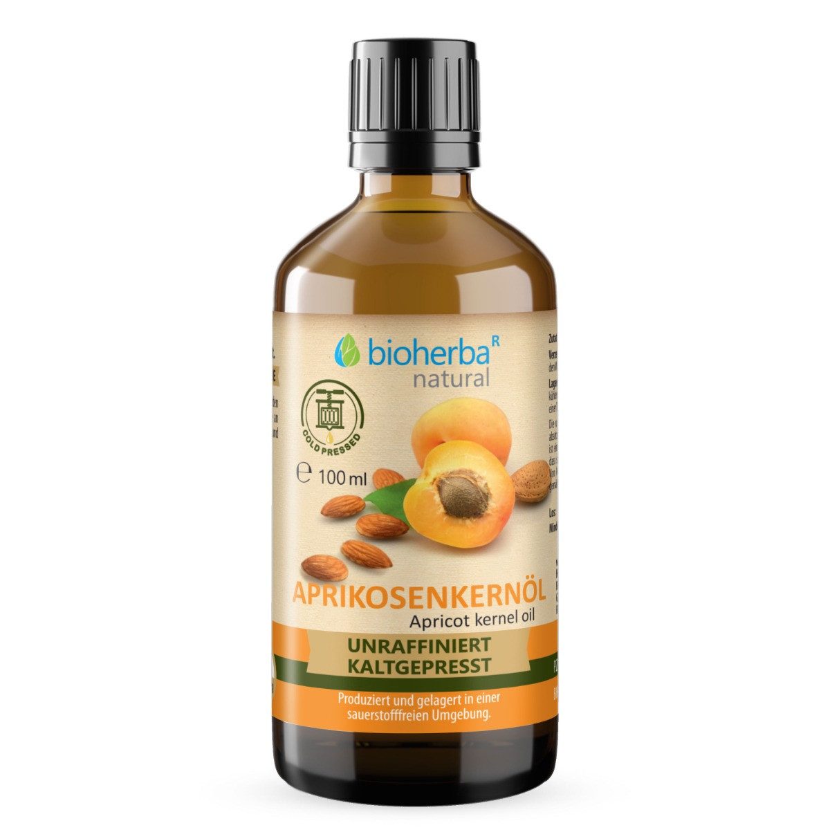 BIOHERBA R Bioherba Natürliches Aprikosenöl kaltgepresst 100 ml Flasche, 1 er 1 St., 250 ml