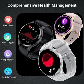 HOAIYO Smartwatch (Android iOS), Herren fitnessuhr armbanduhren sportuhr mit pulsmesser musiksteuerung