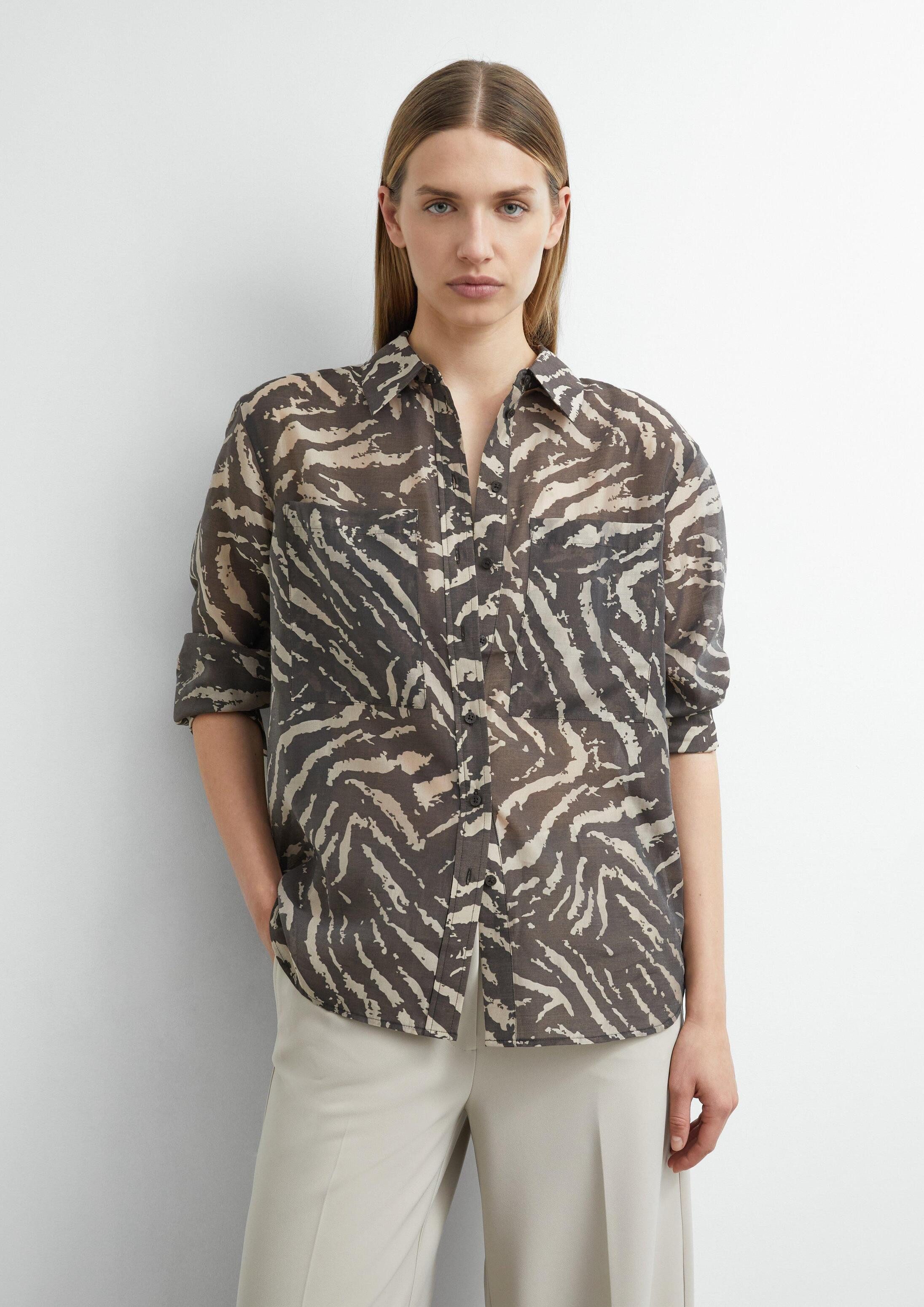 comma Langarmbluse Bluse Hemdbluse aus leichtem Lyocellmix