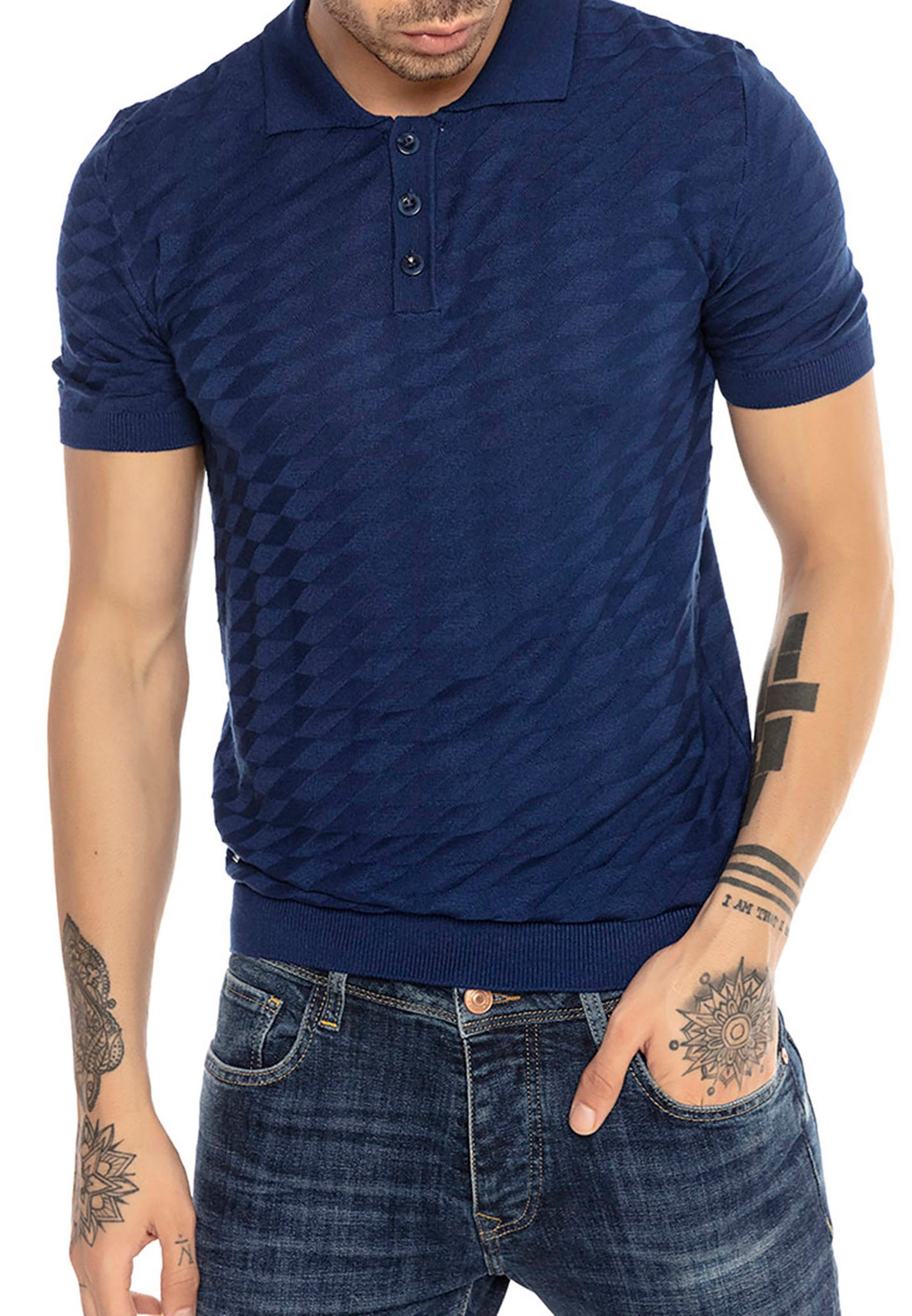 RedBridge Poloshirt mit Strukturmuster Stilvolles Kurzarm-Shirt