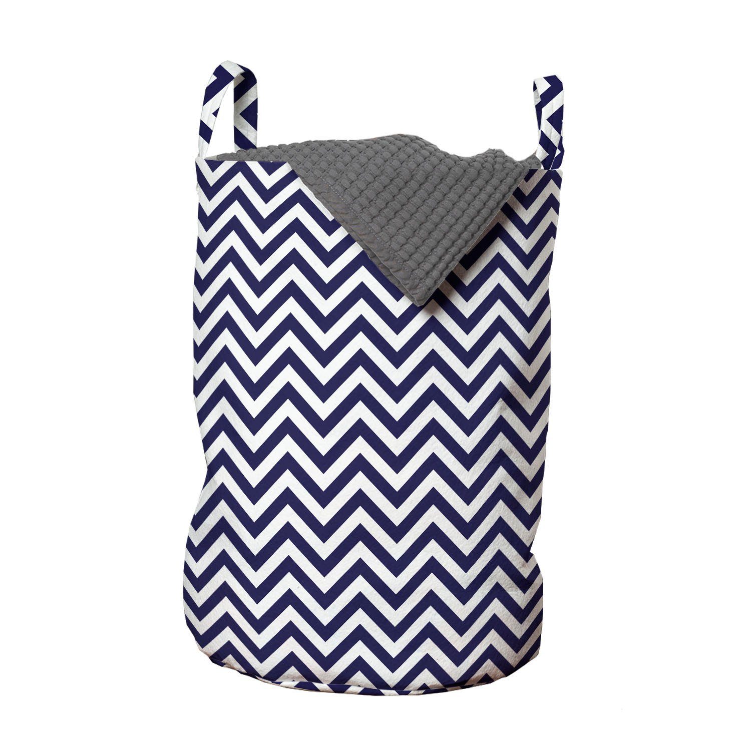 Abakuhaus Wäschesäckchen Wäschekorb mit Griffen Kordelzugverschluss für Waschsalons, Navy blau Chevron Marine-Farben