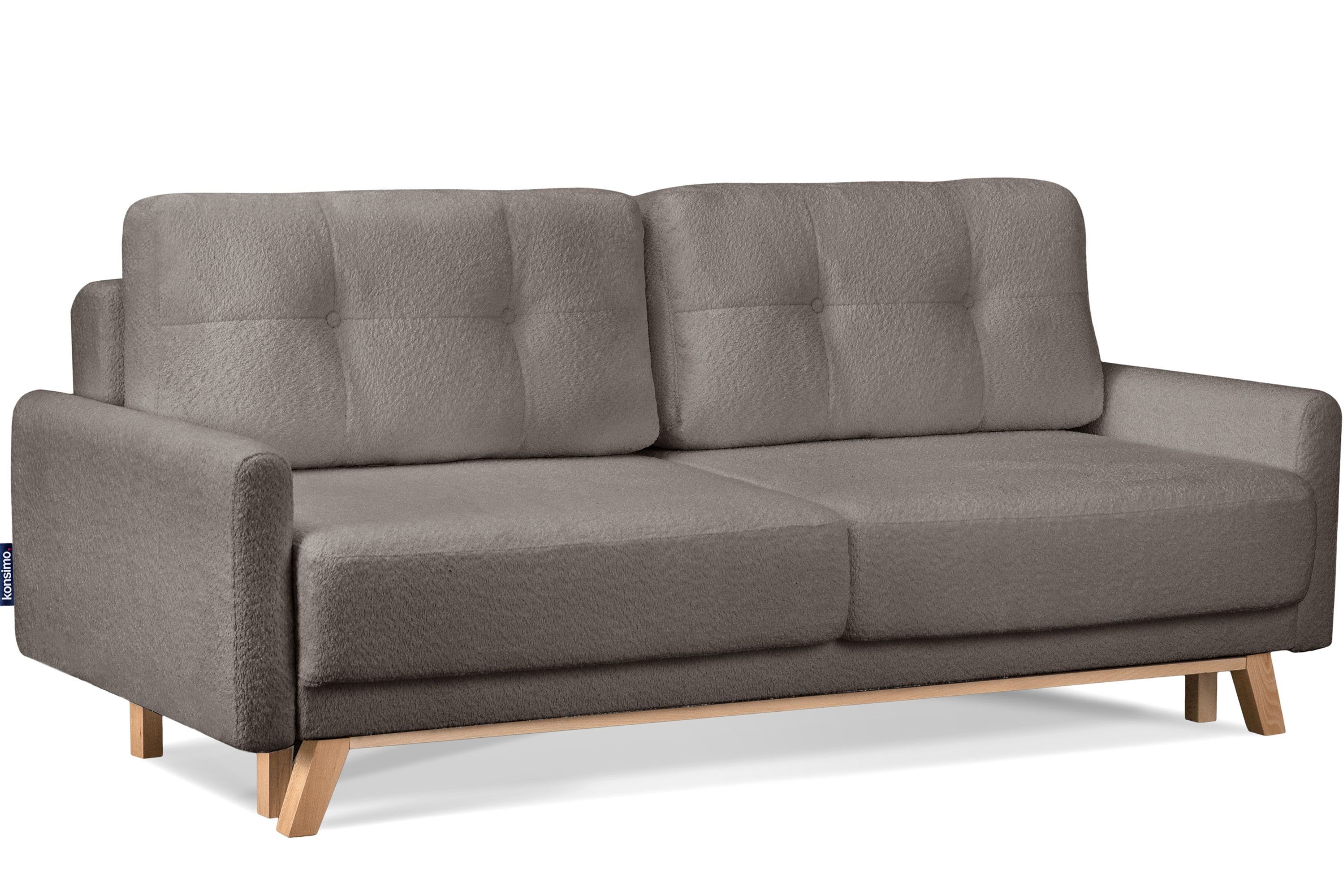 braun | braun braun Personen, 193×146 ausziehbare Sofa Liegfläche Schlafsofa 3 Konsimo | VISNA