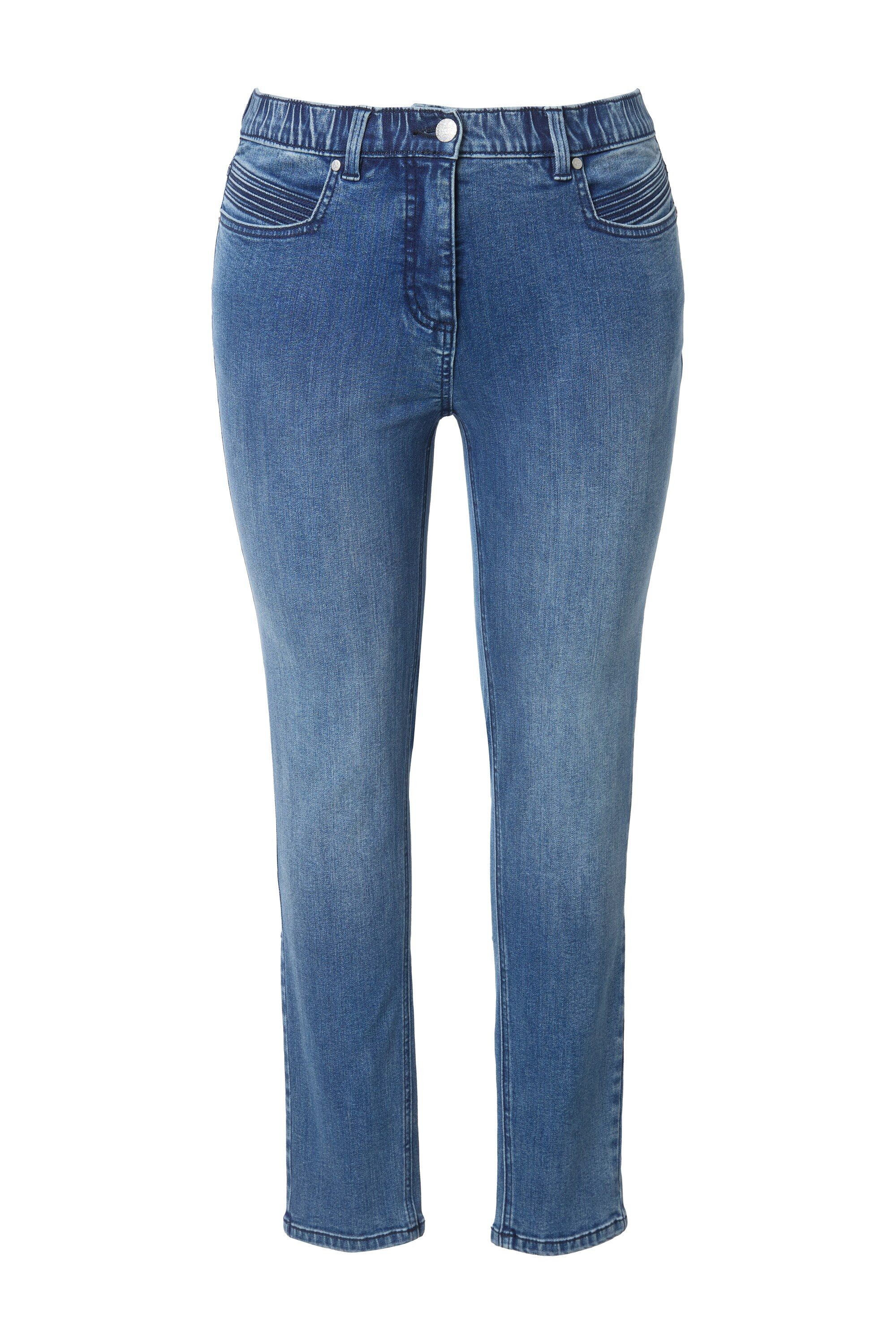 Ulla Popken 5-Pocket-Jeans Jeans Sarah Ziernähte schmales Bein Stretch günstig online kaufen