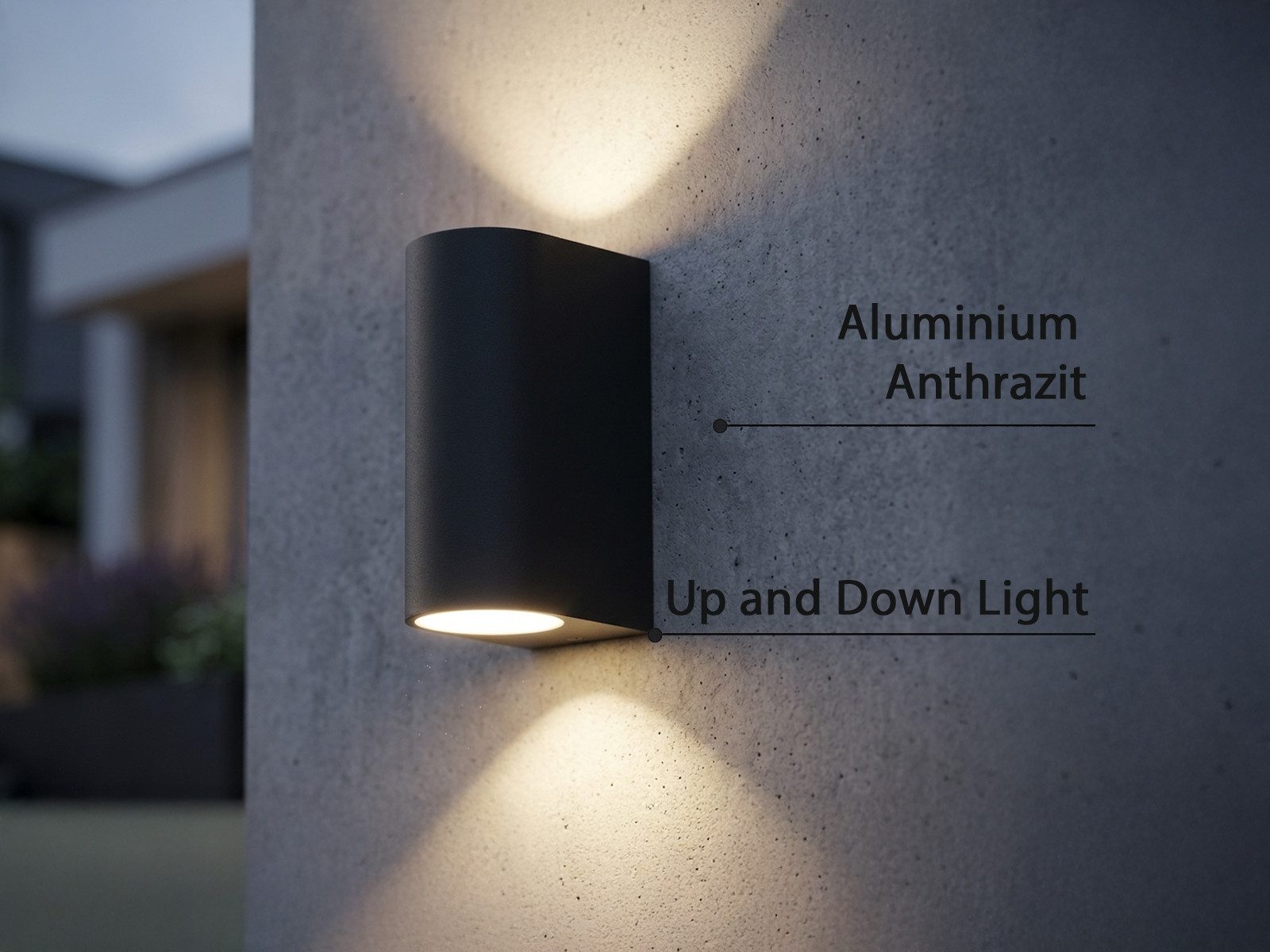 TRIO Leuchten LED Außen-Wandleuchte up and Down Anthrazit, Höhe 15cm, LED wechselbar, Warmweiß, Wand Außenleuchte, Fassadenbeleuchtung Hauswand Haustür mit GU10 LED