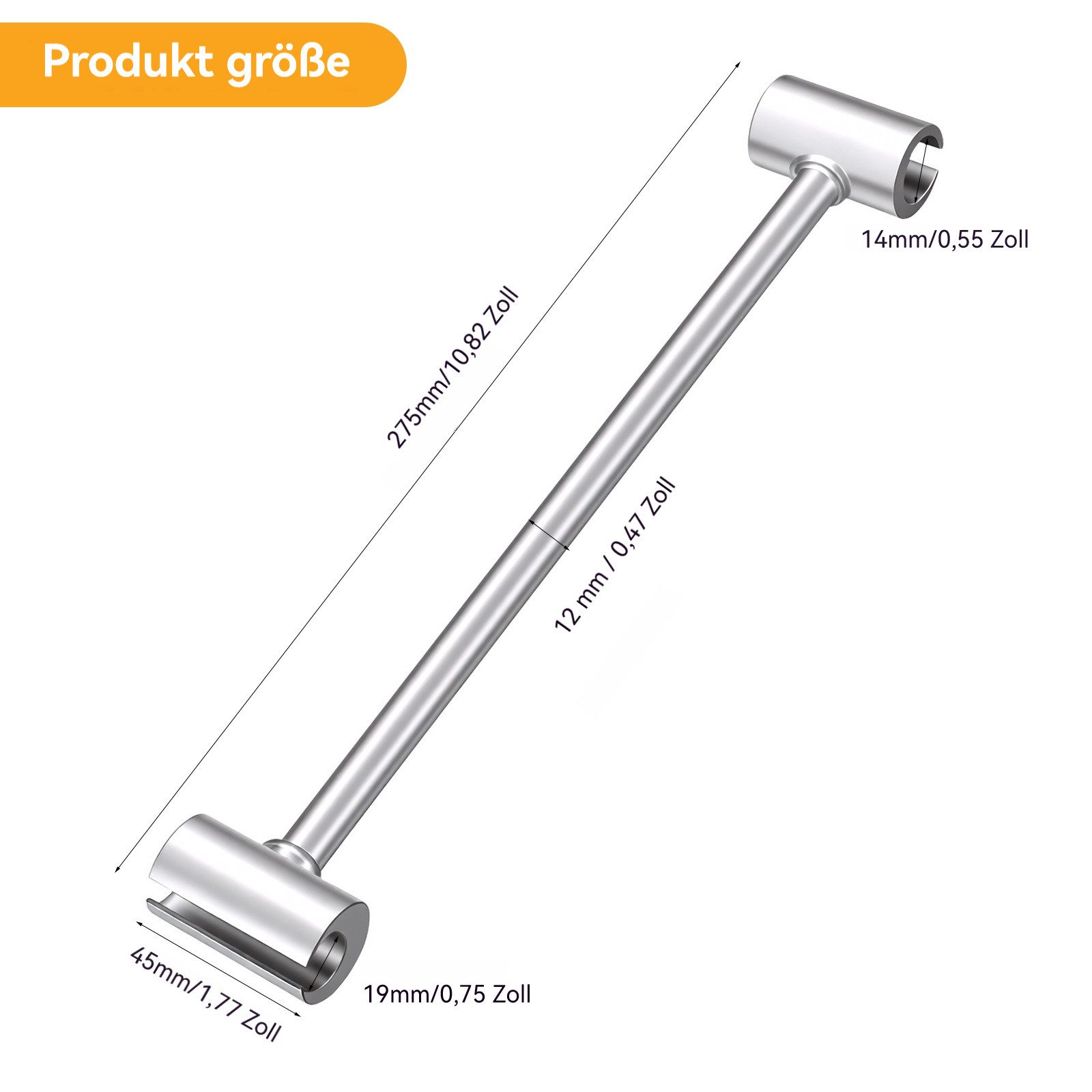BlingBin Steckschlüssel Stahl Scharnierspalt Einstellschlüssel 14-19mm (1er Set, 1 St., für genaue Anpassung des Flaggenscharnierabstands zwischen 8-19 mm), Türscharnier Verstellbarer Scharnierschlüssel