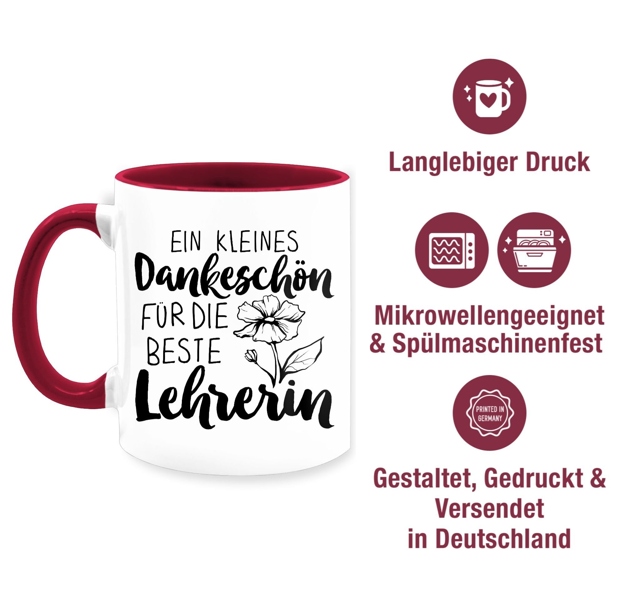 Keramik, Dankeschön Lehrerin, kleines Shirtracer für 2 beste Ein die Lehrerin Tasse Bordeauxrot