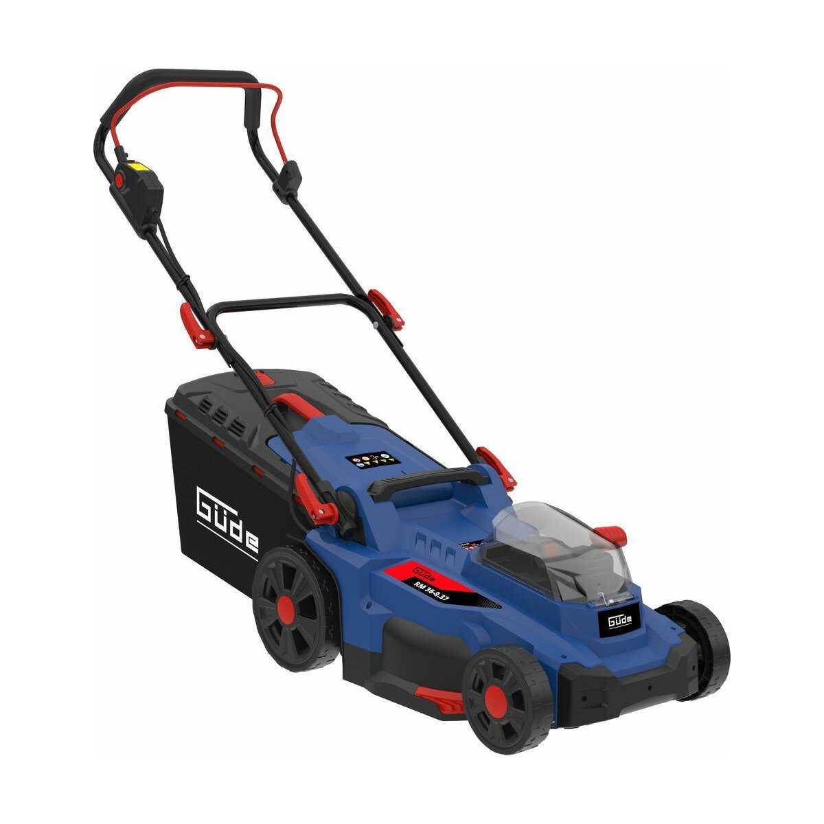 Güde Akkurasenmäher Rasenmäher RM 36/37 Brushless mit 2 x Akku 4.0 Ah und Doppelladegerät
