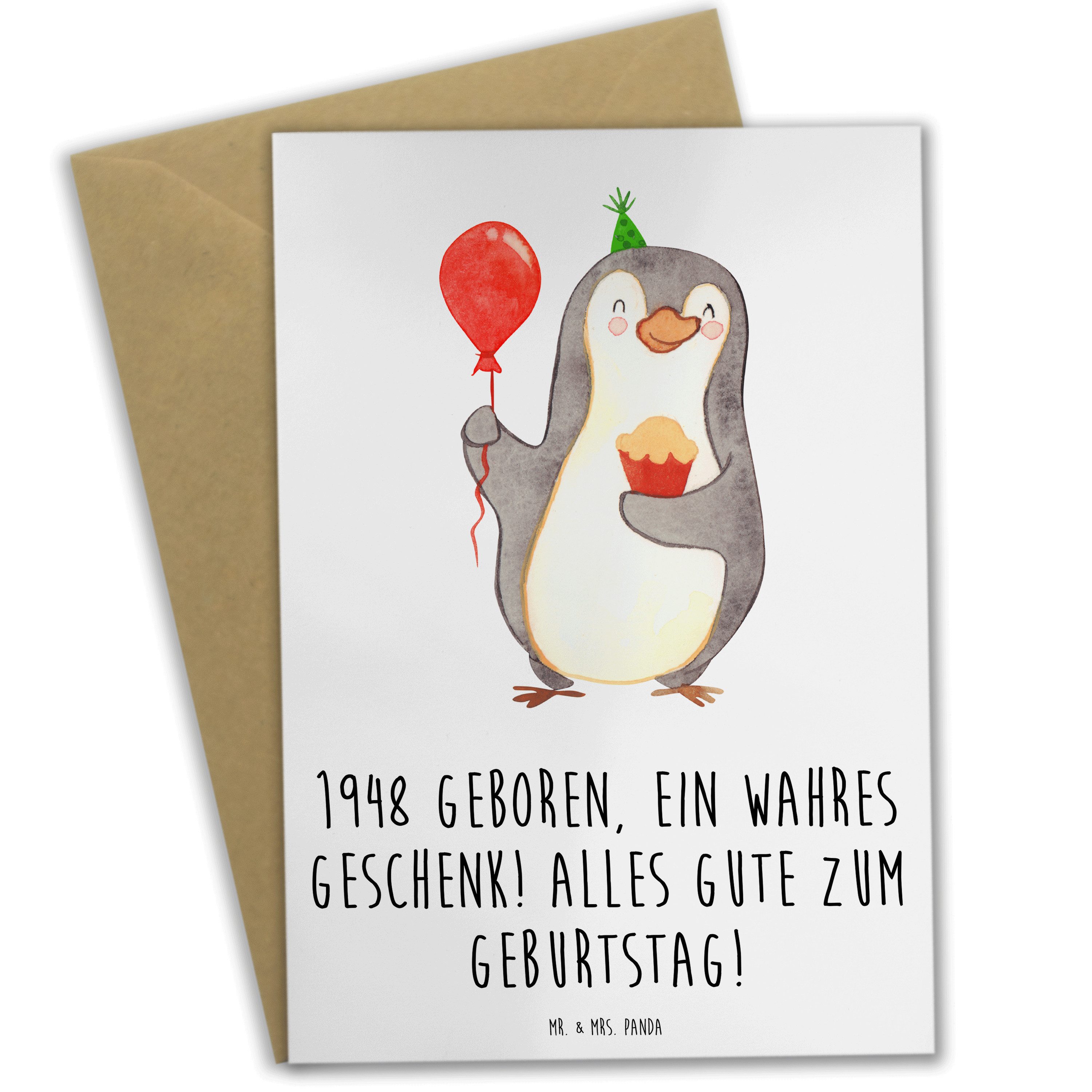 Grußkarte 1948 Geburtstag - Weiß - Geschenk, 75 Jahre, Glückwunsch, Alles Gute