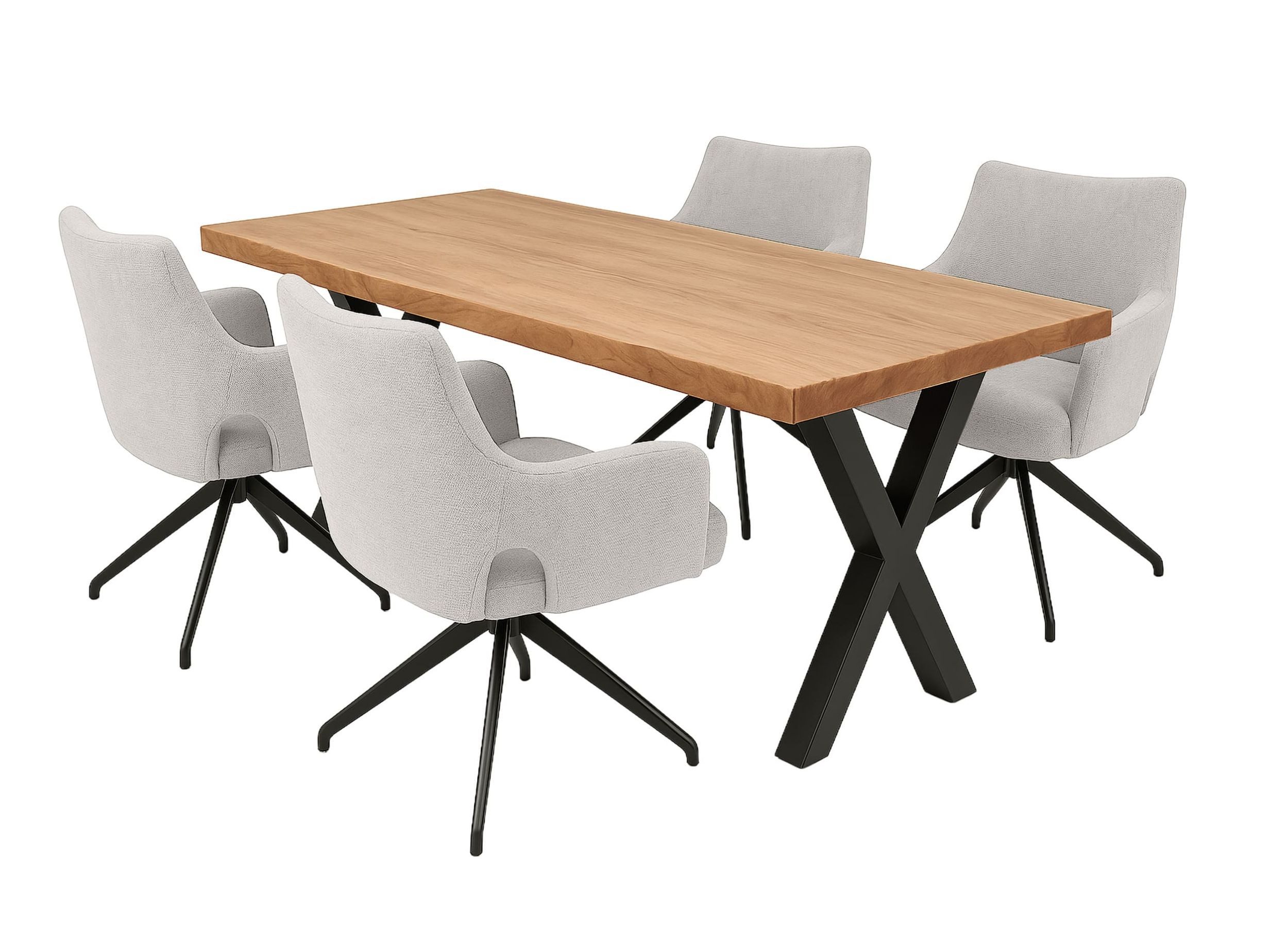 LC Home Essgruppe LC Home Essgruppe Livrono Esstisch Wildeiche Esszimmerstühle Webstoff