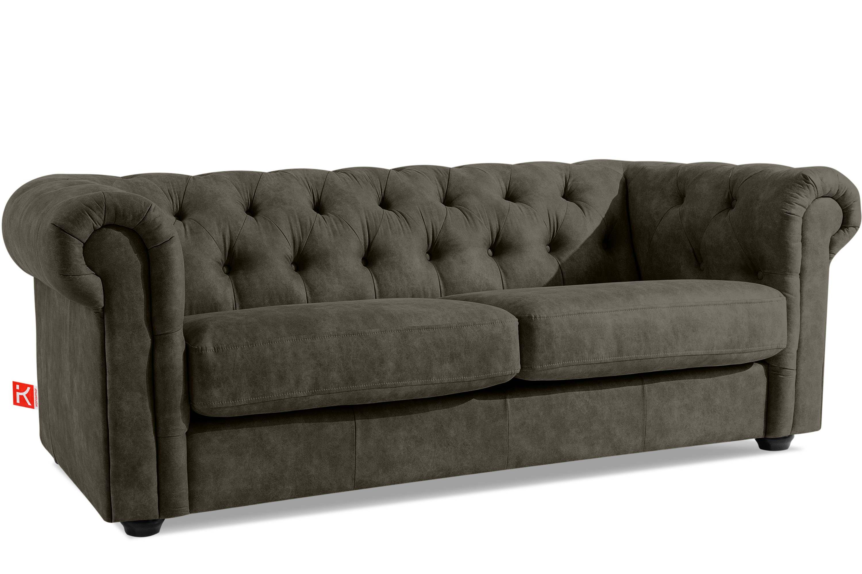 KONSIMO® Chesterfield-Sofa GRAVO 3-Sitzer Sofa, Einzelsofa, hergestellt in der EU, handgefertigte Steppung, elegante Armlehnen, Sitzkissen