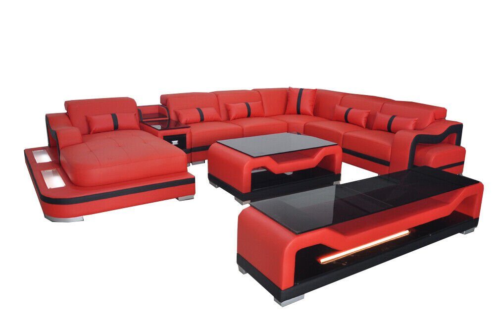 JVmoebel Ecksofa Sofa Couch Ecksofa Eckgarnitur Wohnlandschaft+RTV+Couchtisch+USB