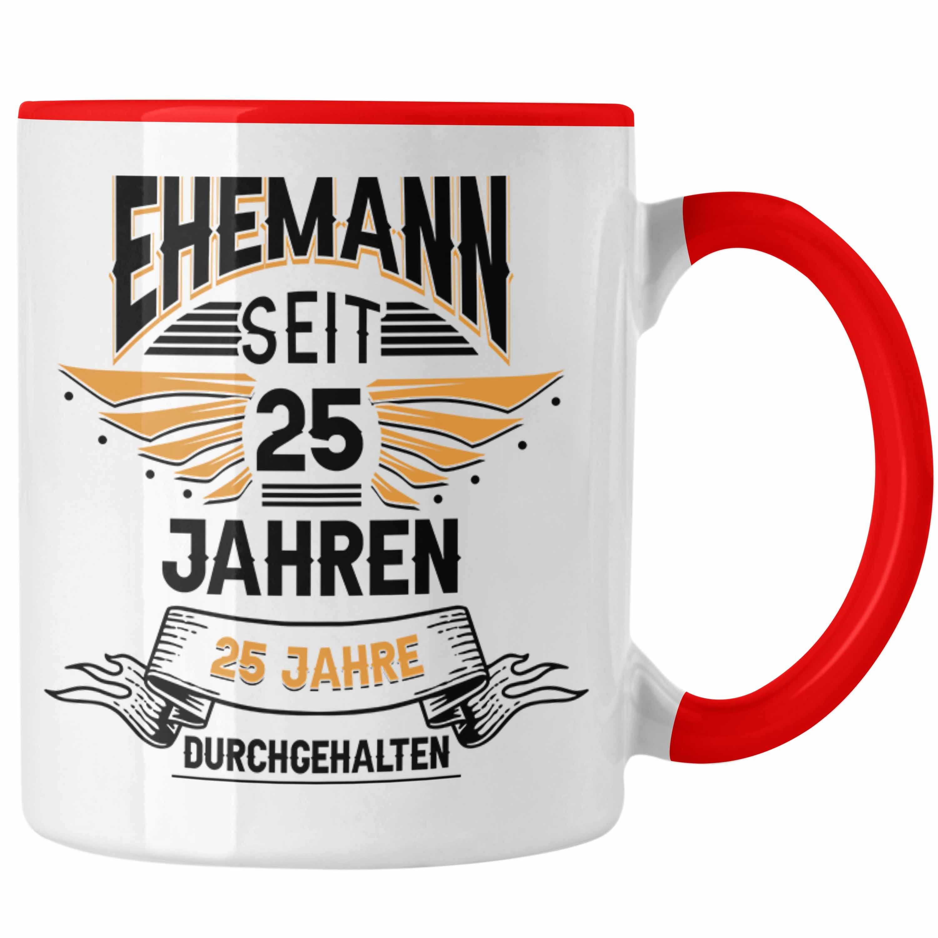 Trendation Tasse Ehemann Seit 25 Jahre Hochzeitstag Geschenk Lustiger Spruch Bester Eh Rot