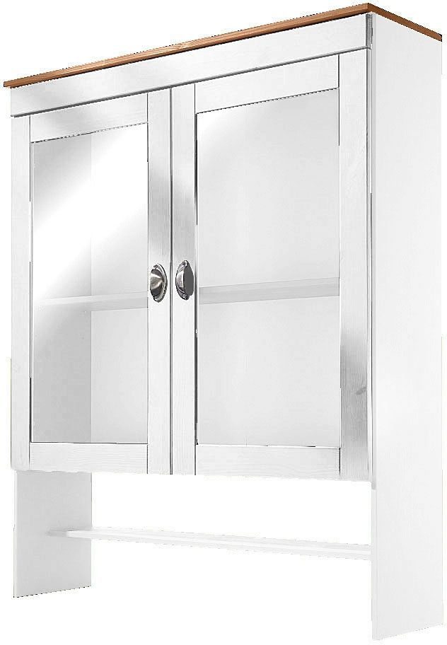 Home affaire Vitrinenaufsatz Oslo, 100 cm breit, mit 2 Glastüren, aus massiver Kiefer, Metallgriffe