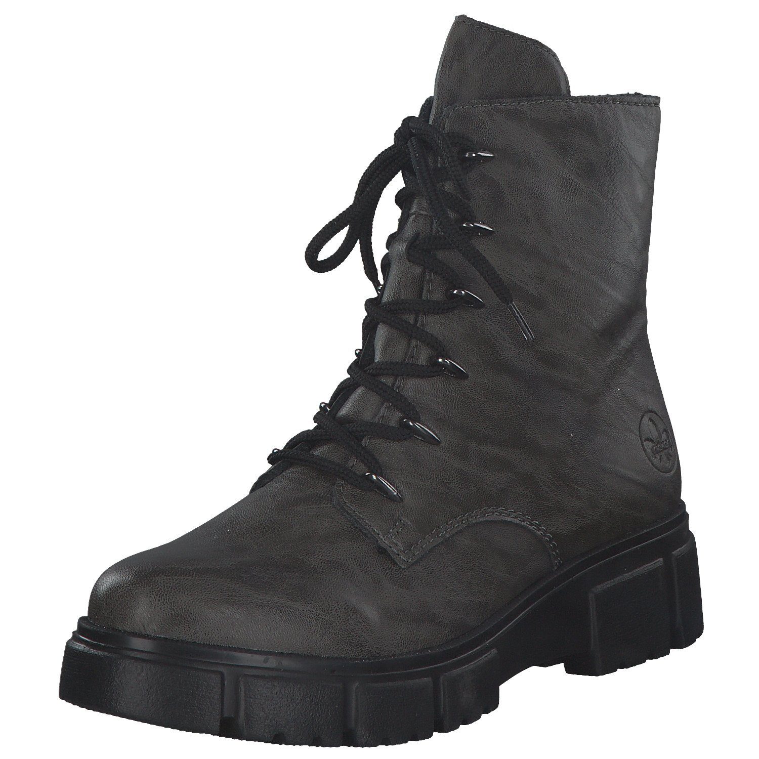 Rieker Herren Schnürstiefel 13040 – Aus Glattleder, Mit Reißverschluss, Komfortweite G 1/2, Schwarz