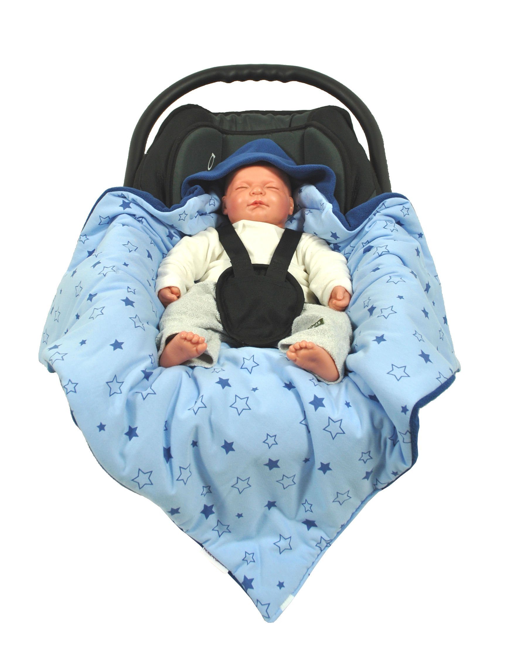 Babyschale Babyschalenfußsack die blau/Sterne für Einschlagdecke Fußsack 3 geeignet Punkt HOBEA-Germany, Babyschale Winter, für