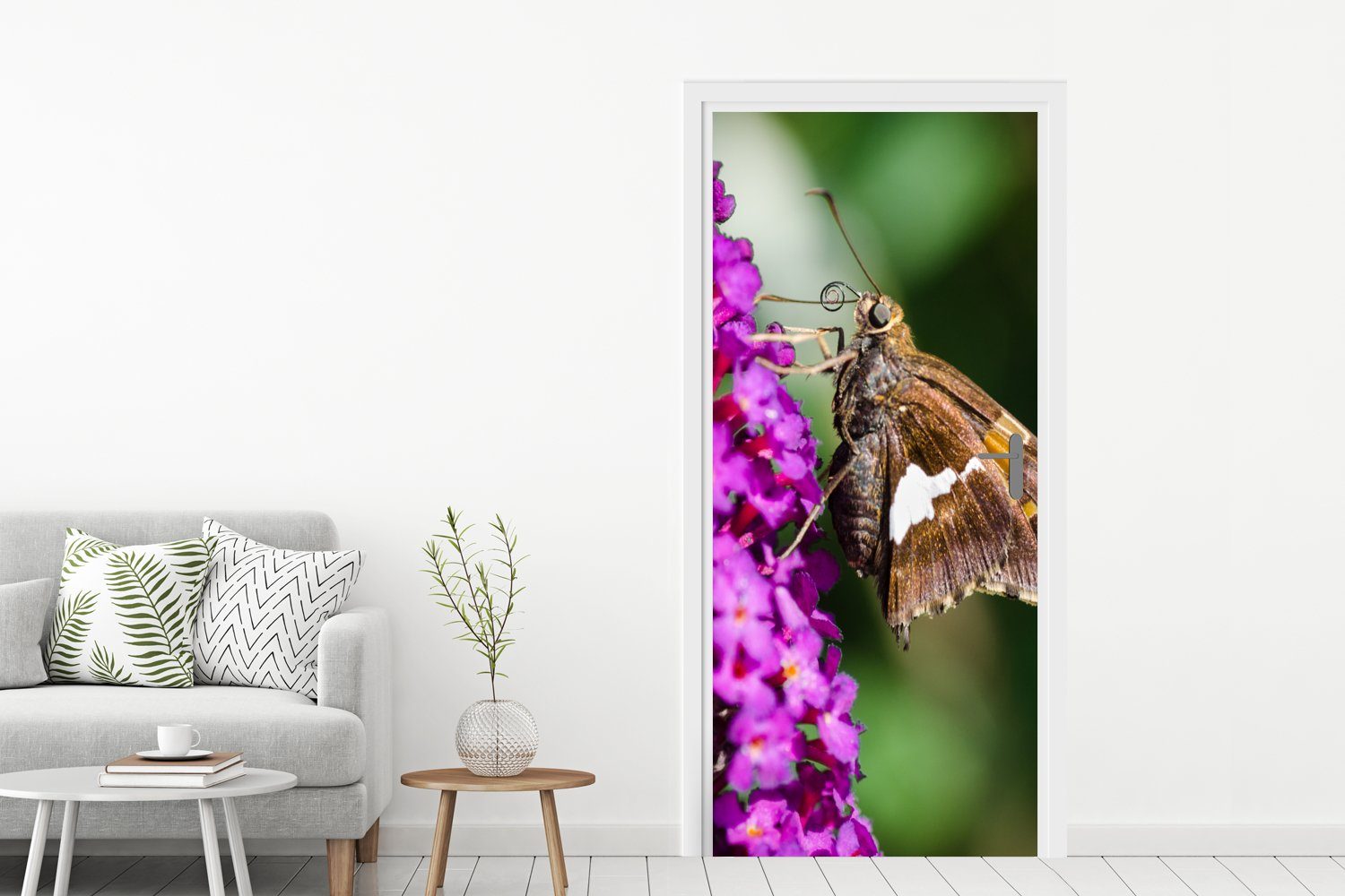 MuchoWow Türtapete Schmetterling Türaufkleber, (1 Tür, für Fototapete cm Matt, Schmetterlingsstrauch, dem 75x205 St), bedruckt, auf