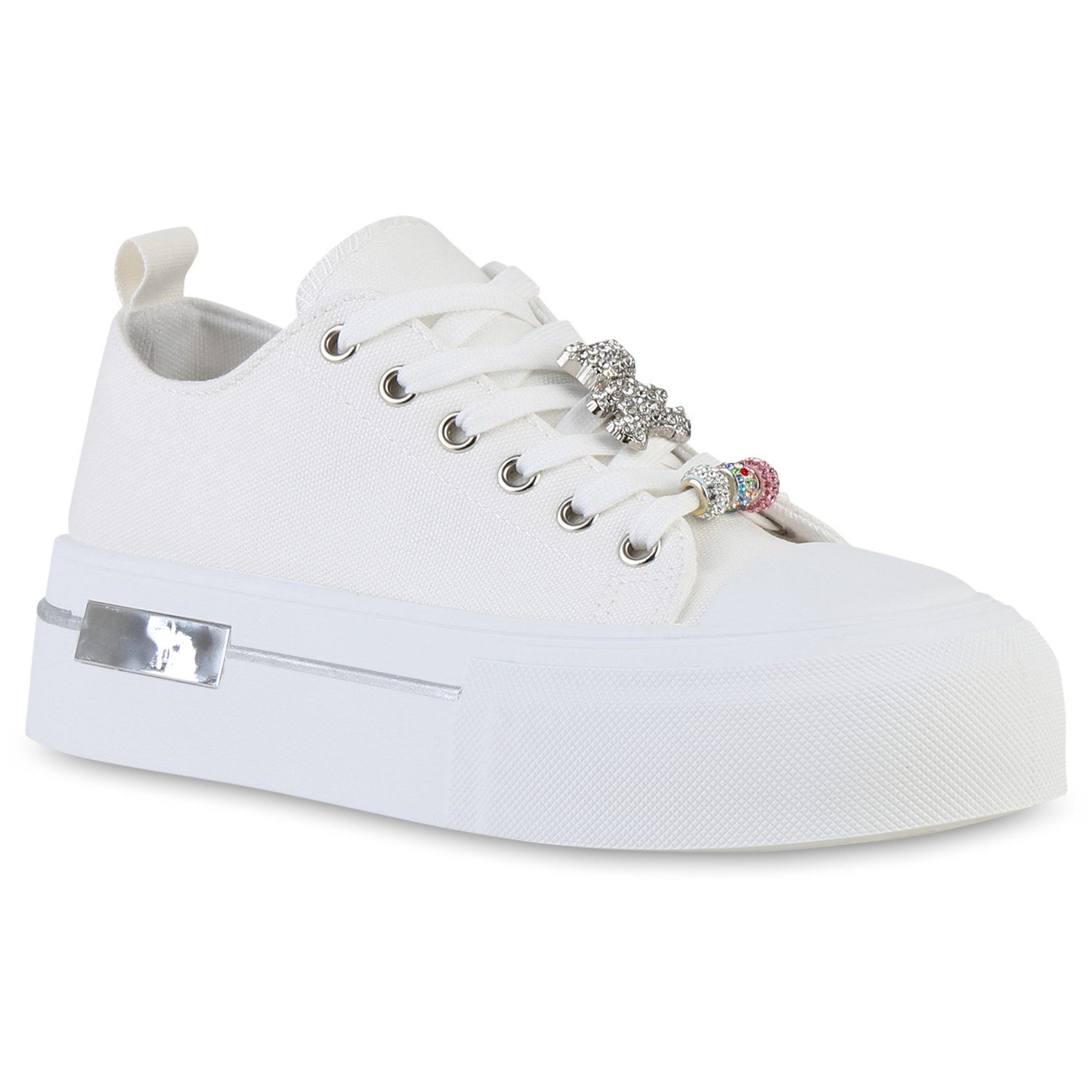 VAN HILL 841715 Plateausneaker Damen Plateau Sneaker Schnürer Strass Zierpe günstig online kaufen