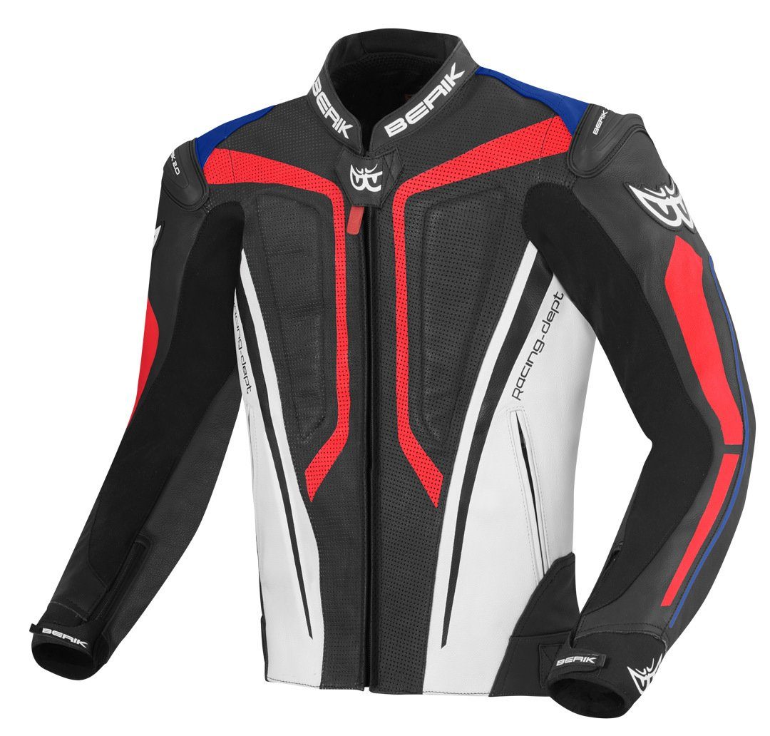 Berik Motorradjacke Street Pro Motorrad Black/White/Blue/Red Lederjacke