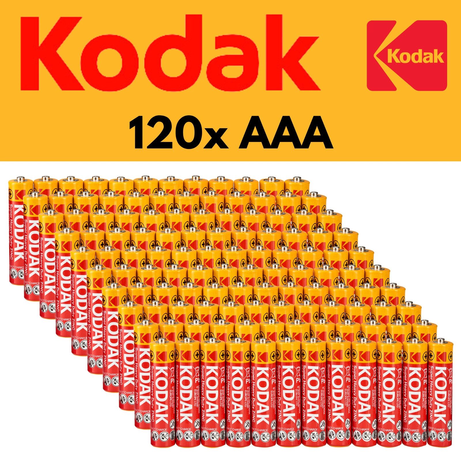 Kodak AAA R03 Zink Kohle 120 Stück Super Heavy Duty Batterie, R03 / ANSI 24D (1,5V V)