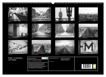 CALVENDO Wandkalender Paris - in schwarz und weiss (Premium, hochwertiger DIN A2 Wandkalender 2023, Kunstdruck in Hochglanz)