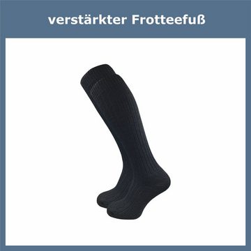 GAWILO Norwegersocken für Herren mit wärmender Wolle und extra dicker Plüschsohle (4 Paar) schwarzer Kniestrumpf mit verstärkten Belastungszonen und Frotteefuß