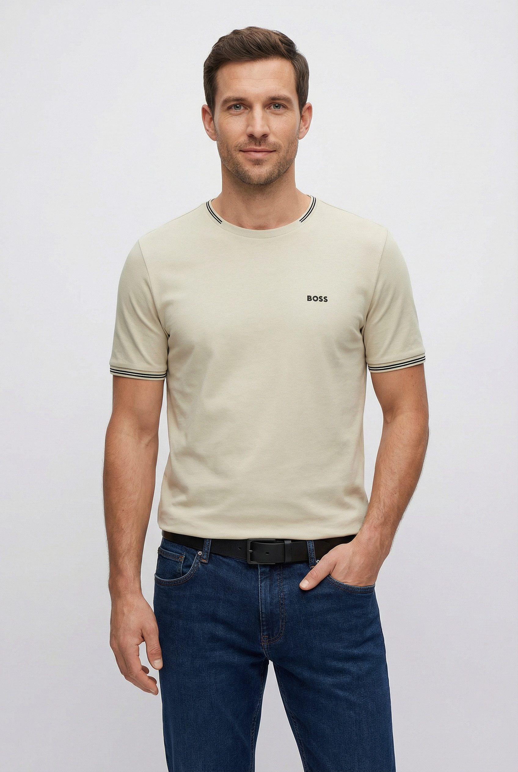 BOSS GREEN T-Shirt Taul Stretch-Baumwoll-Pique aus softem Stretch-Baumwoll-Piqué, Regular Fit, Kühlend