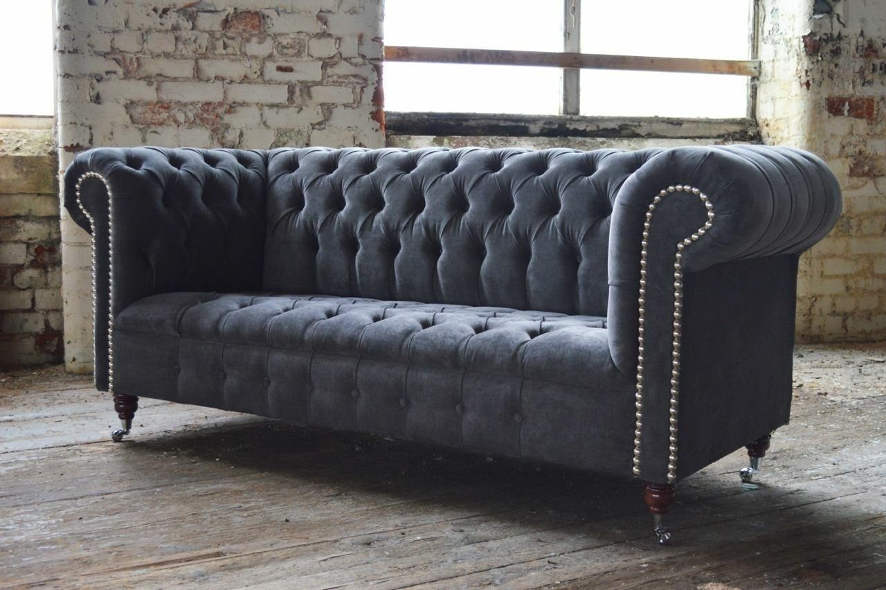 JVmoebel Chesterfield-Sofa, Chesterfield Design Luxus Polster Sofa Couch Sitz Garnitur Leder