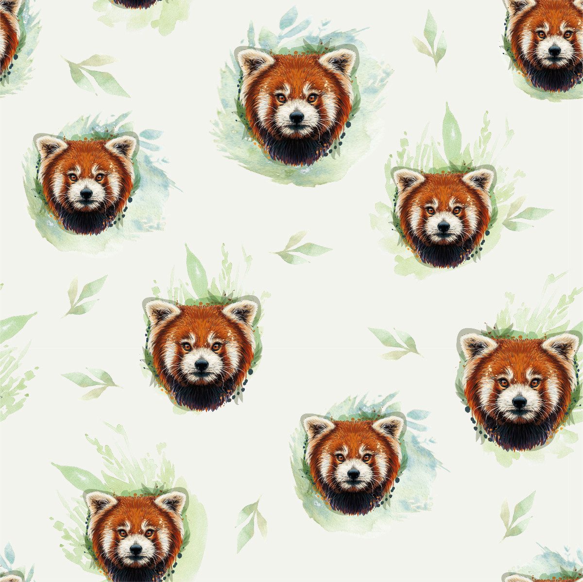 larissastoffe Stoff Kinder Jersey Stoff Baumwolljersey Roter Panda Bär weiß