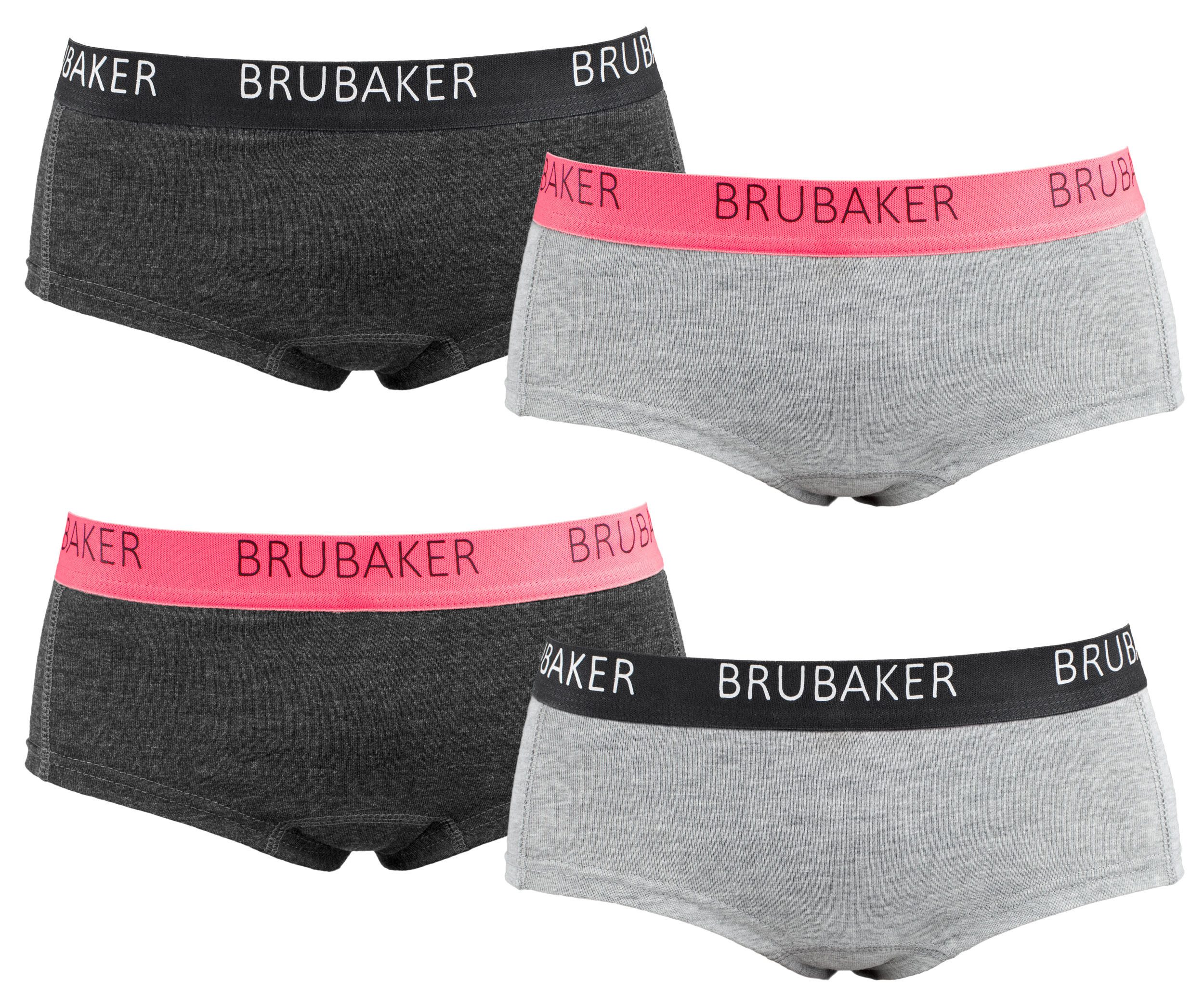BRUBAKER Panty 4er Pack Damen Panties - Unterhosen Slips aus Baumwolle (Elastisch, weich und atmungsaktiv, 4-St) Hipster Unterwäsche Set mit Stretch Bund