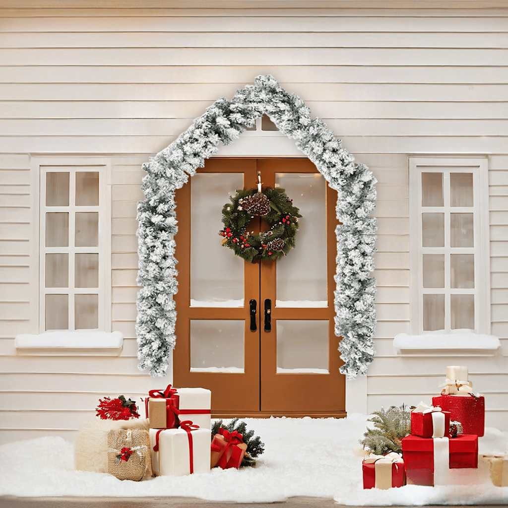 vidaXL Christbaumschmuck Weihnachtsgirlande mit Schnee Grün 5 m PVC (1-tlg) – Bild 2 von 5