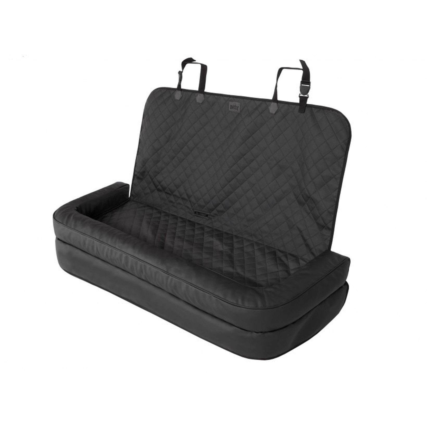 Hobbydog Tier-Autobett HOBBYDOG Kofferraum-Hundebett BACK 133x45x57 cm mit Sicherheitsgurten, Kofferraum-Hundebett aus Ekoleder mit Sicherheitsgurten, pflegeleicht