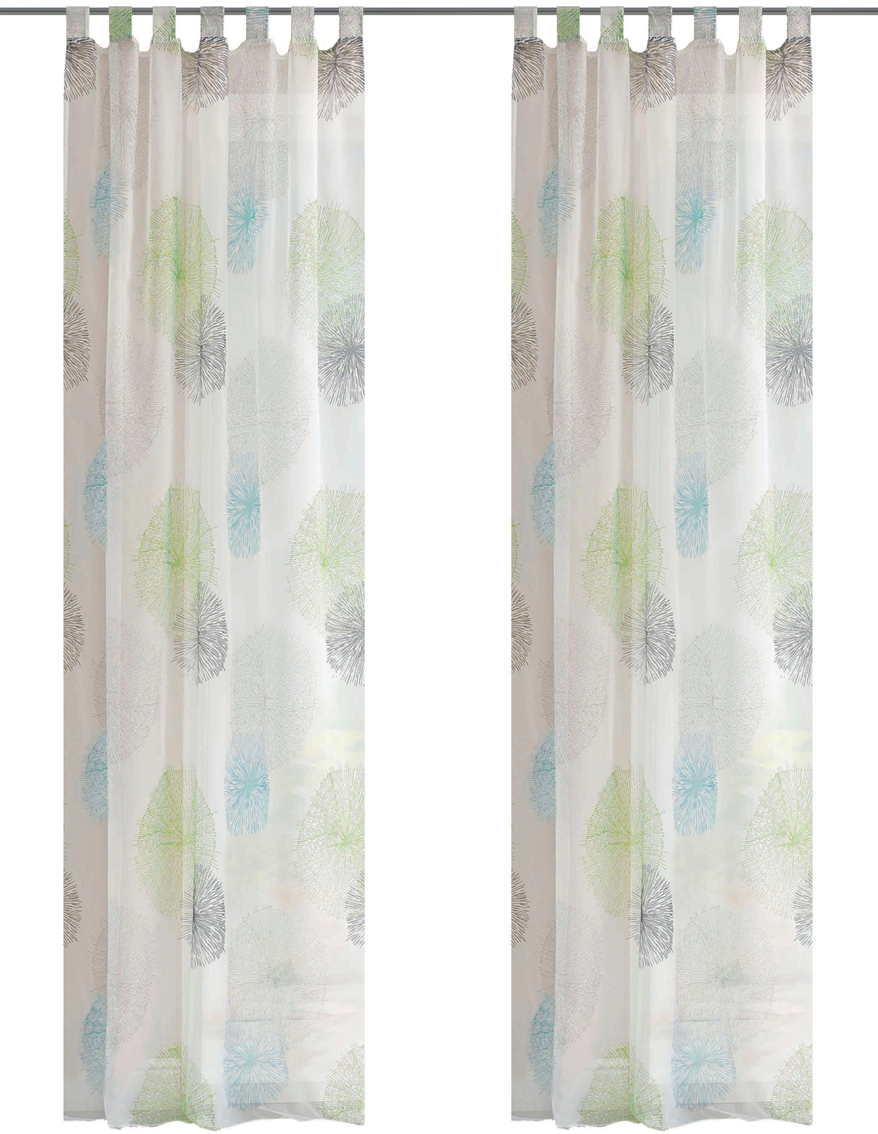 HOME WOHNIDEEN Vorhang RAWLINS (2 St), Schlaufen, transparent, Voile, 2er Pack Schlaufenschal RAWLINS bedruckt