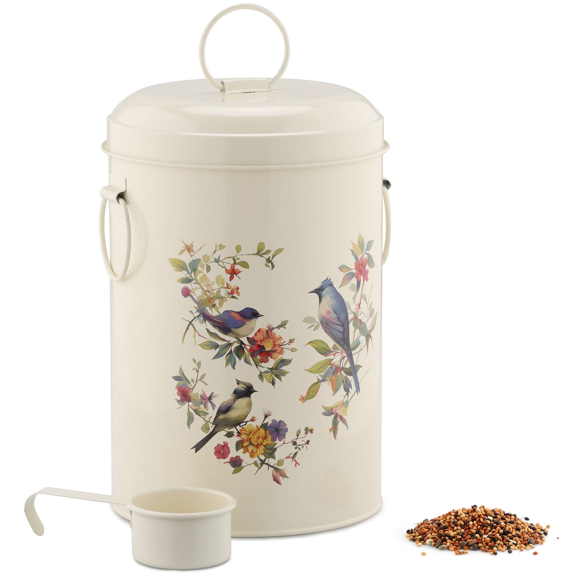 Futterbehälter Tierfutter Aufbewahrung Vogel Design - 4,9L Behälter für Vogelfutter