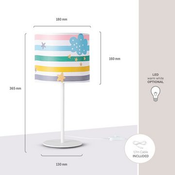 Paco Home Tischleuchte Tweet 462, ohne Leuchtmittel, Lampe Kinderzimmer Nacht âˆ…18cm Streifen Regenbogen Höhe 36,5cm E14