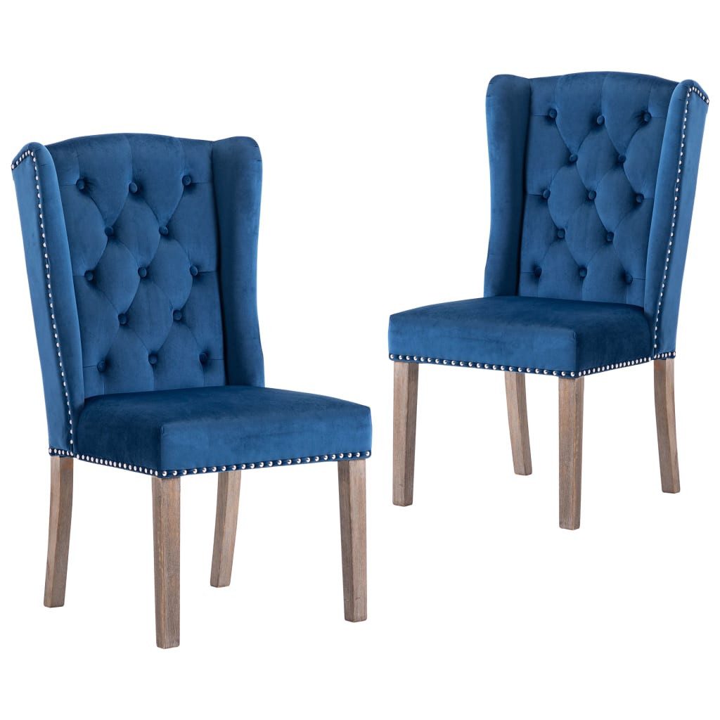 Esszimmerstuhl Esszimmerstühle 2 Stk. Blau Samt