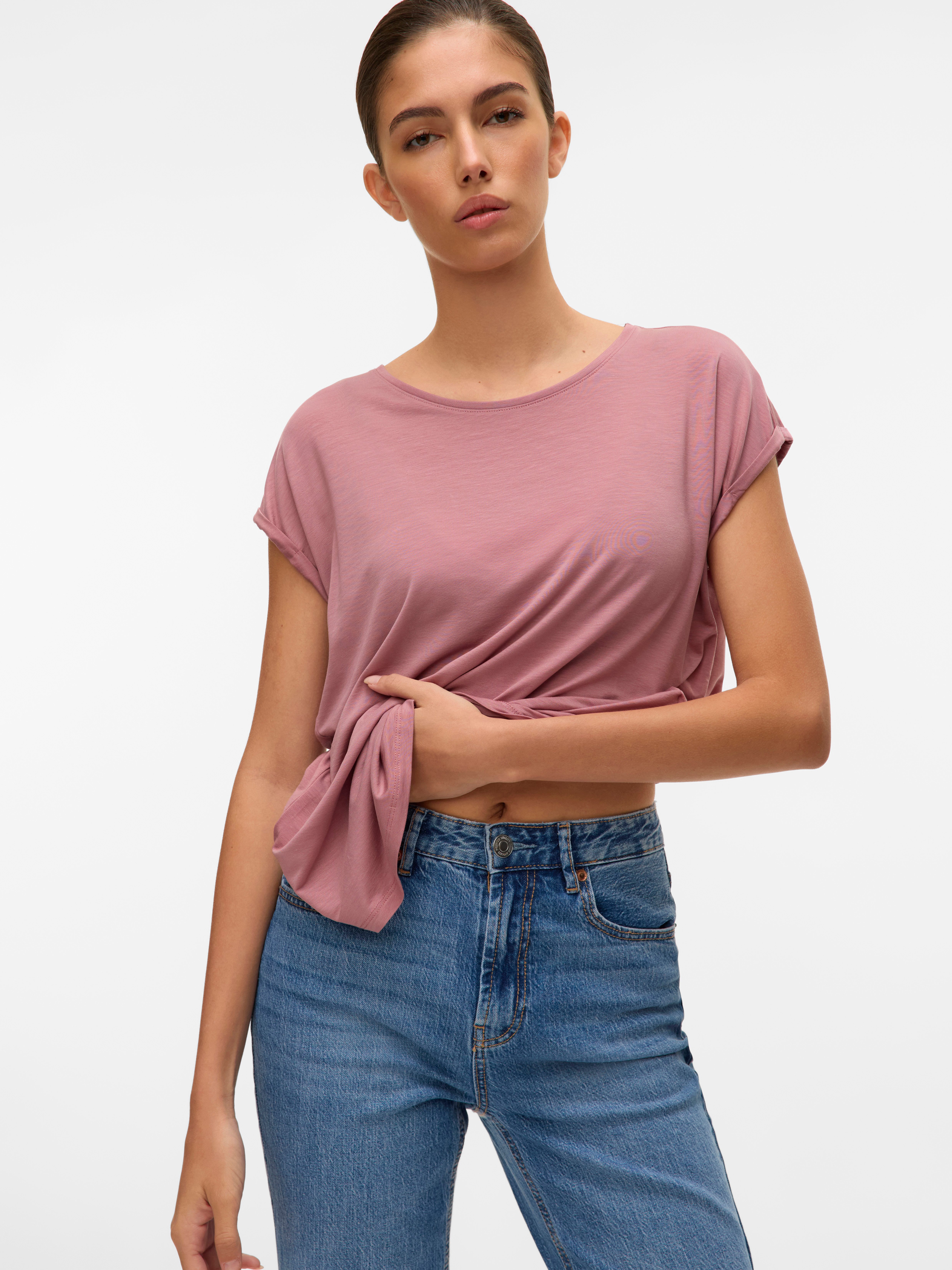 Vero Moda T-Shirt VMAVA PLAIN SS TOP JRS NOOS Materialmix, regular fit