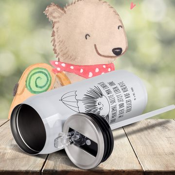 Mr. & Mrs. Panda Isolierflasche Seeigel - Weiß - Geschenk, Urlaub, Meer, Trinkflasche, Getränkedose, integrierter Trinkhalm