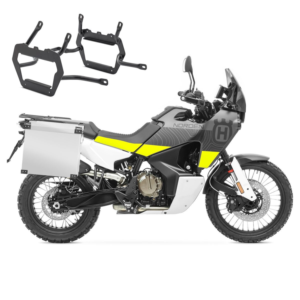 Bagtecs Kofferset Set Alukoffer + Kofferträger passend für Husqvarna Norden 901 21-26 Al