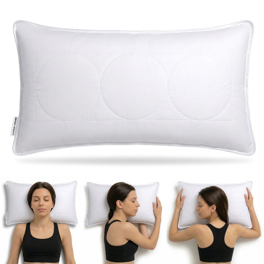 LIVINA HOME Kopfkissen Schlafkissen in Hotelqualität, Microfaserkissen, 80x80, 40x80cm, Füllung: Microfaser, Bezug: Premium Microfaser, Seitenschläfer, Rückenschläfer, Bauchschläfer, 1 oder 2-tlg. erhältlich, Kissen 40x80 cm, 80x80 cm, Reißverschluss, Mad