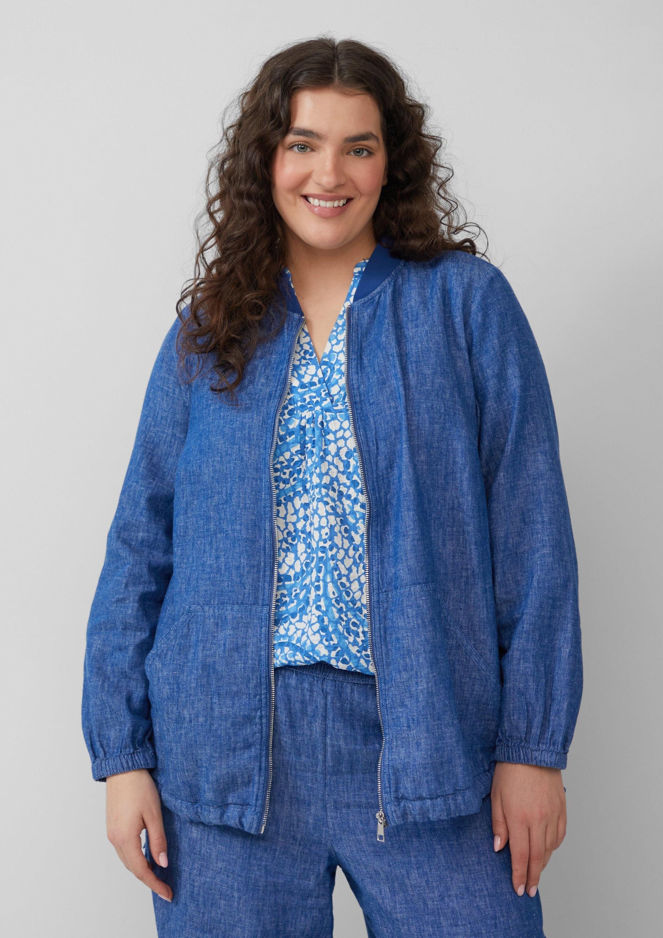 s.Oliver Funktionsjacke Indoor-Jacke Leinenmix-Blouson mit Raffungen