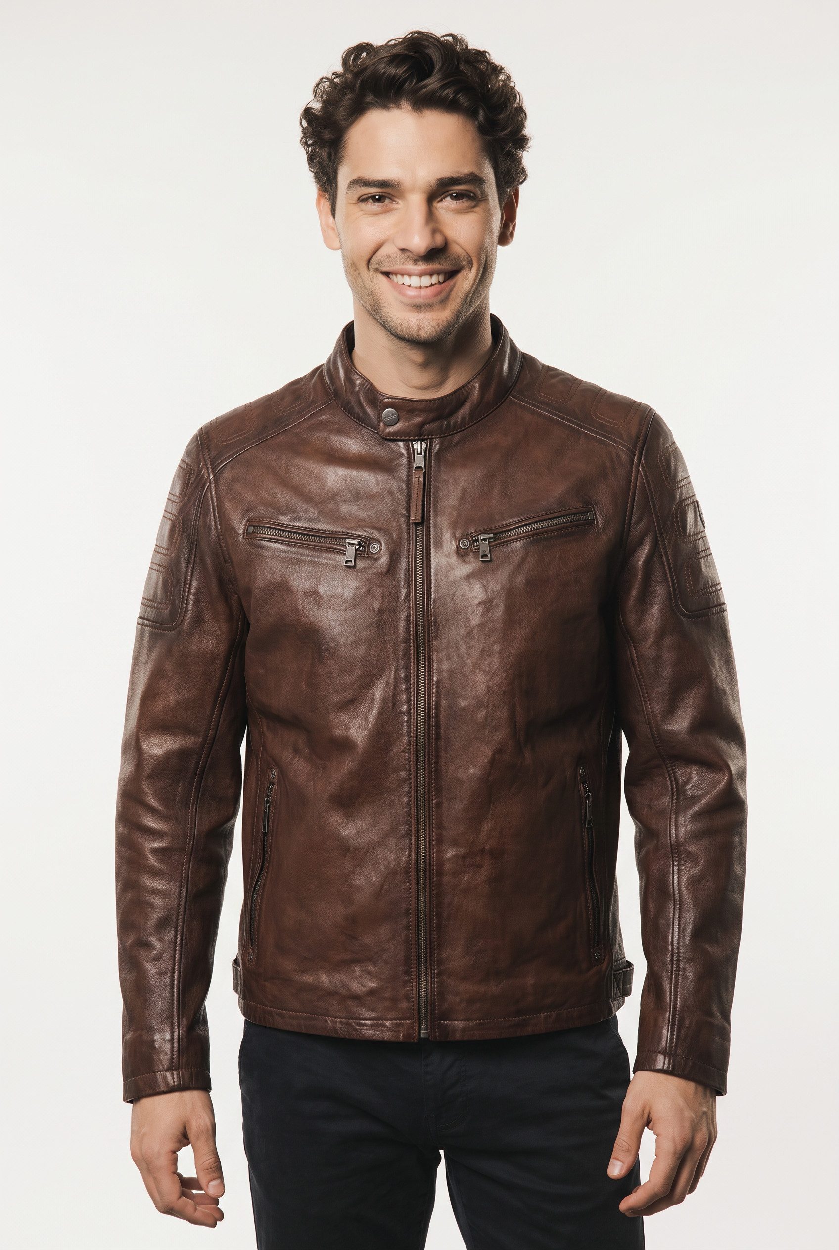 Mauritius Lederjacke MMDreeser (mauritiusHerren26) mit betonter Schulterpartie, Regular Fit