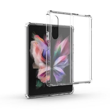 Wigento Handyhülle Für Samsung Galaxy Z Fold4 5G Design Schock Hart Cover Handy Tasche Hülle Etuis Transparent