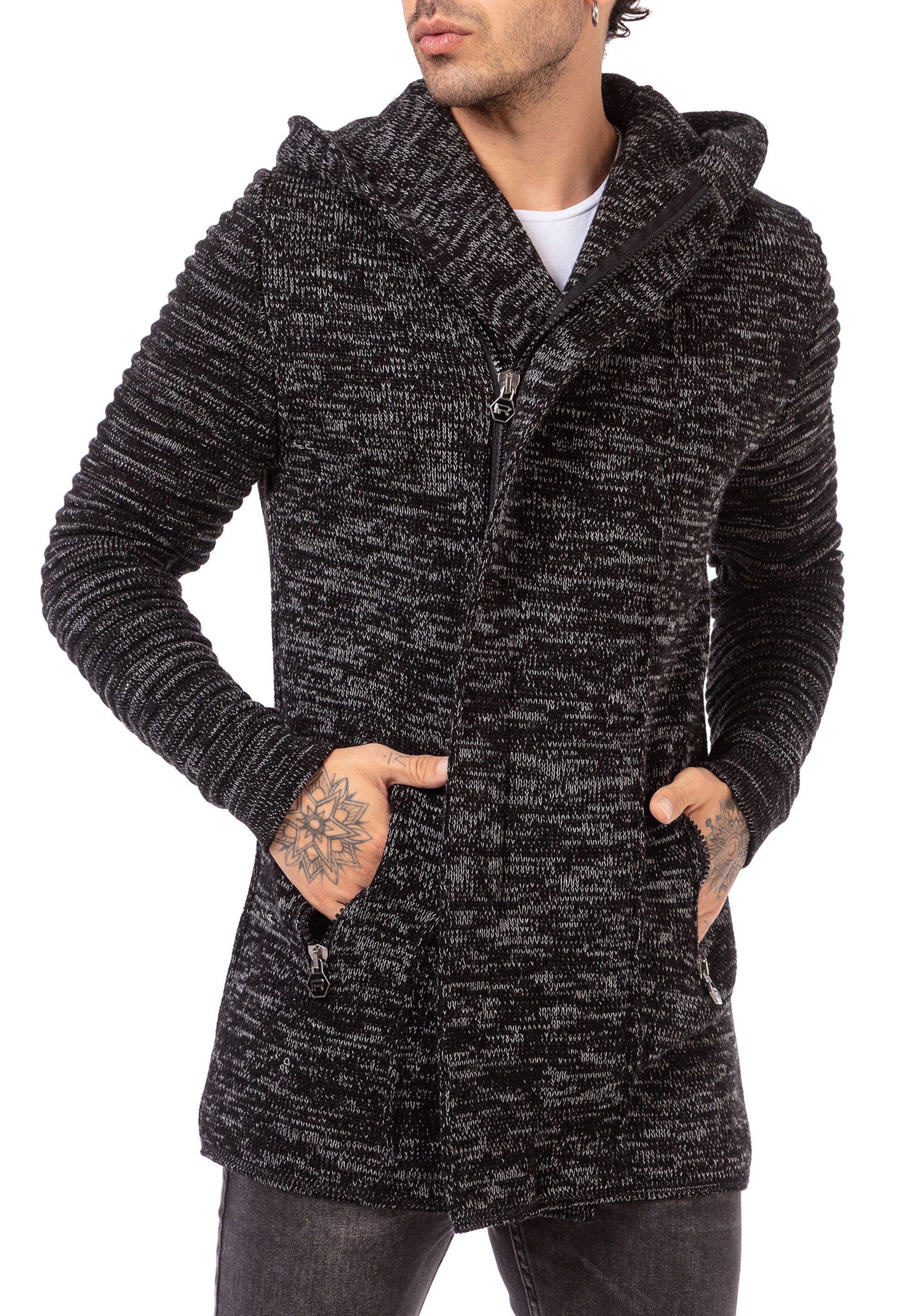RedBridge Cardigan asymetrisch mit Kapuze und Reißverschluss Wärmend günstig online kaufen