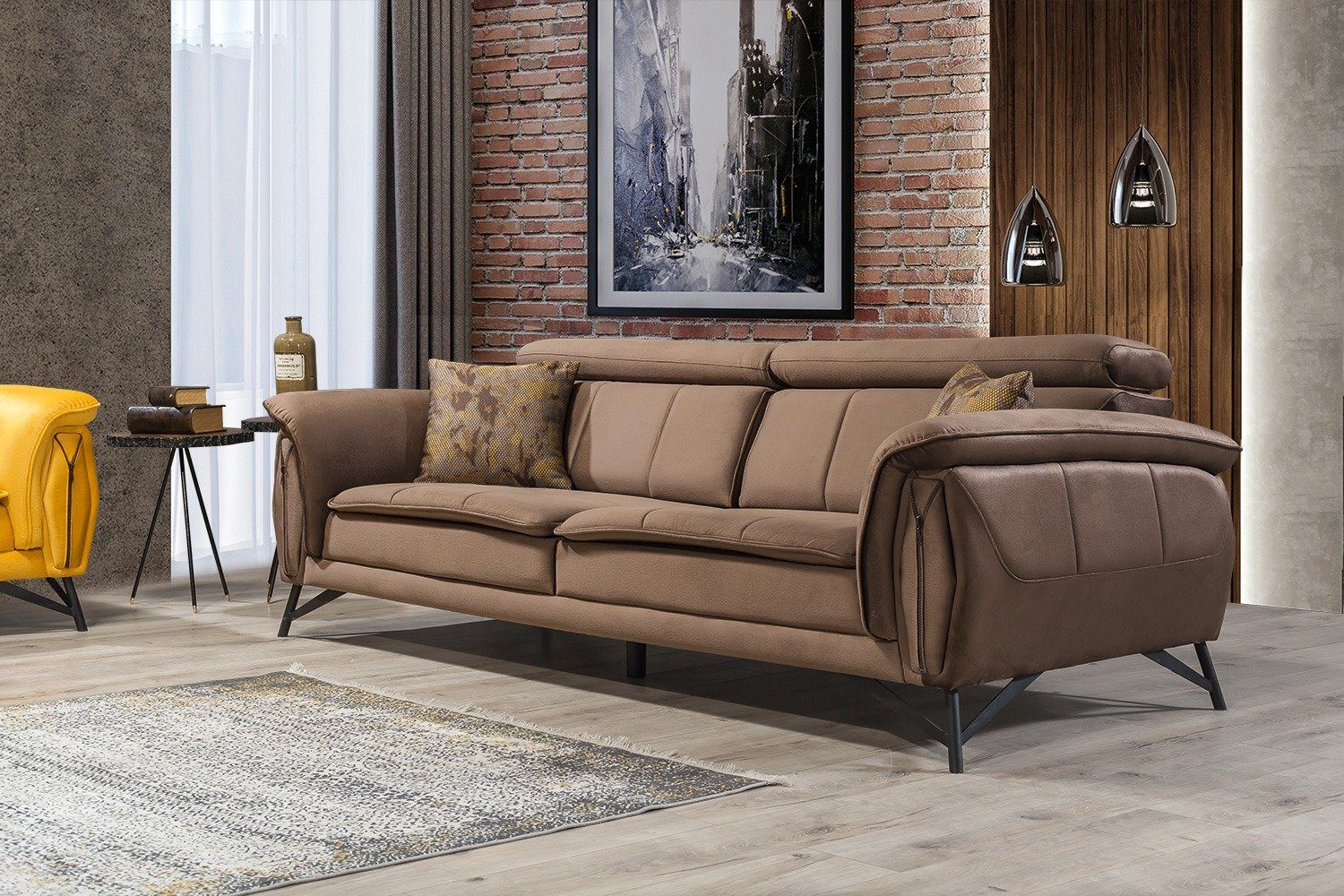 Villa Möbel Sofa Sky Sofa mit Sitztiefenverstellung, 1 Stk. 2-Sitzer,  Quality Made in Turkey, Luxus-Microfaser (100% Polyester)