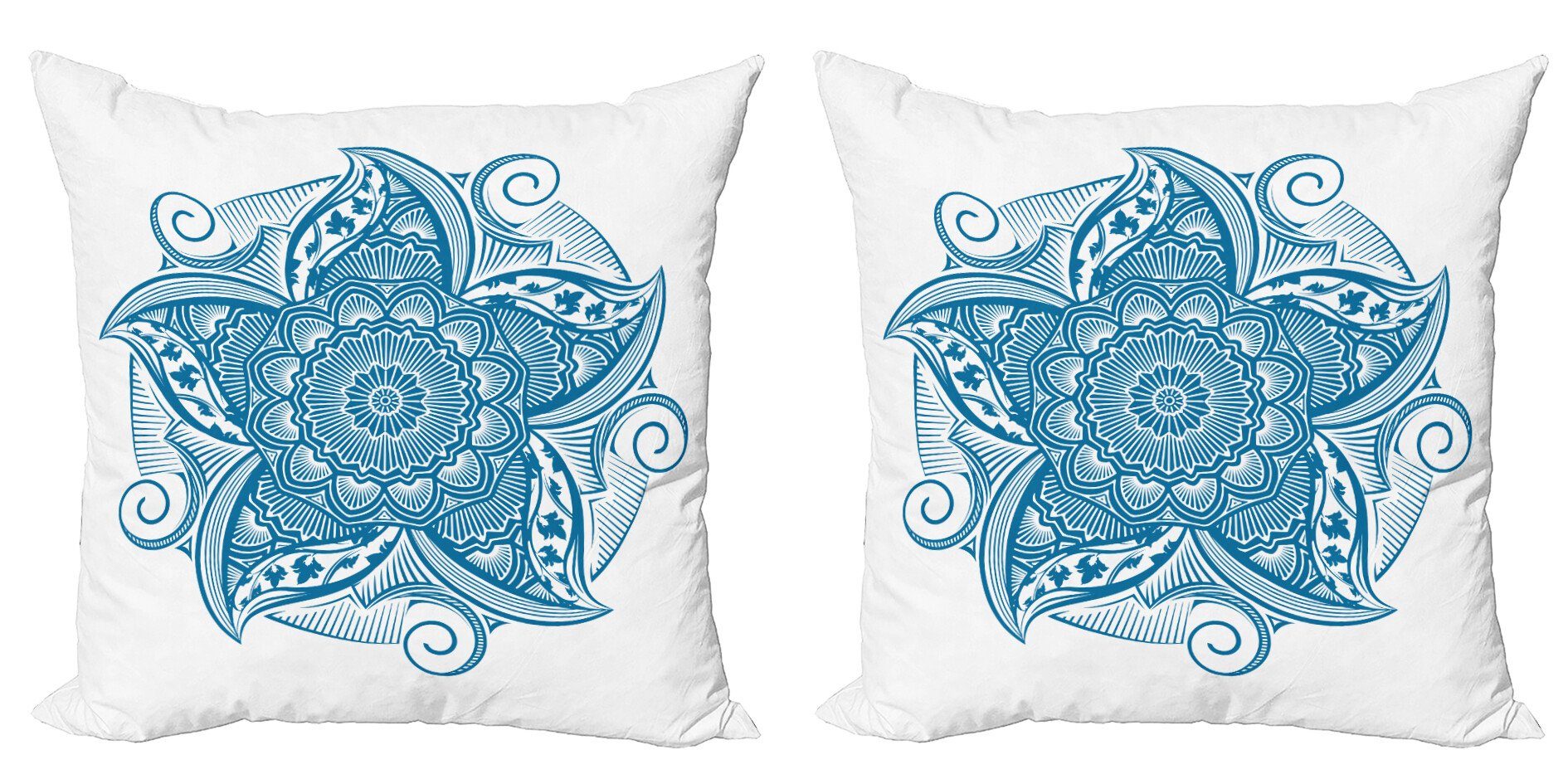 Zipfel Stück), Doppelseitiger (2 Digitaldruck, Petals Modern Kissenbezüge Blauer Abakuhaus Wilde Mandala Accent