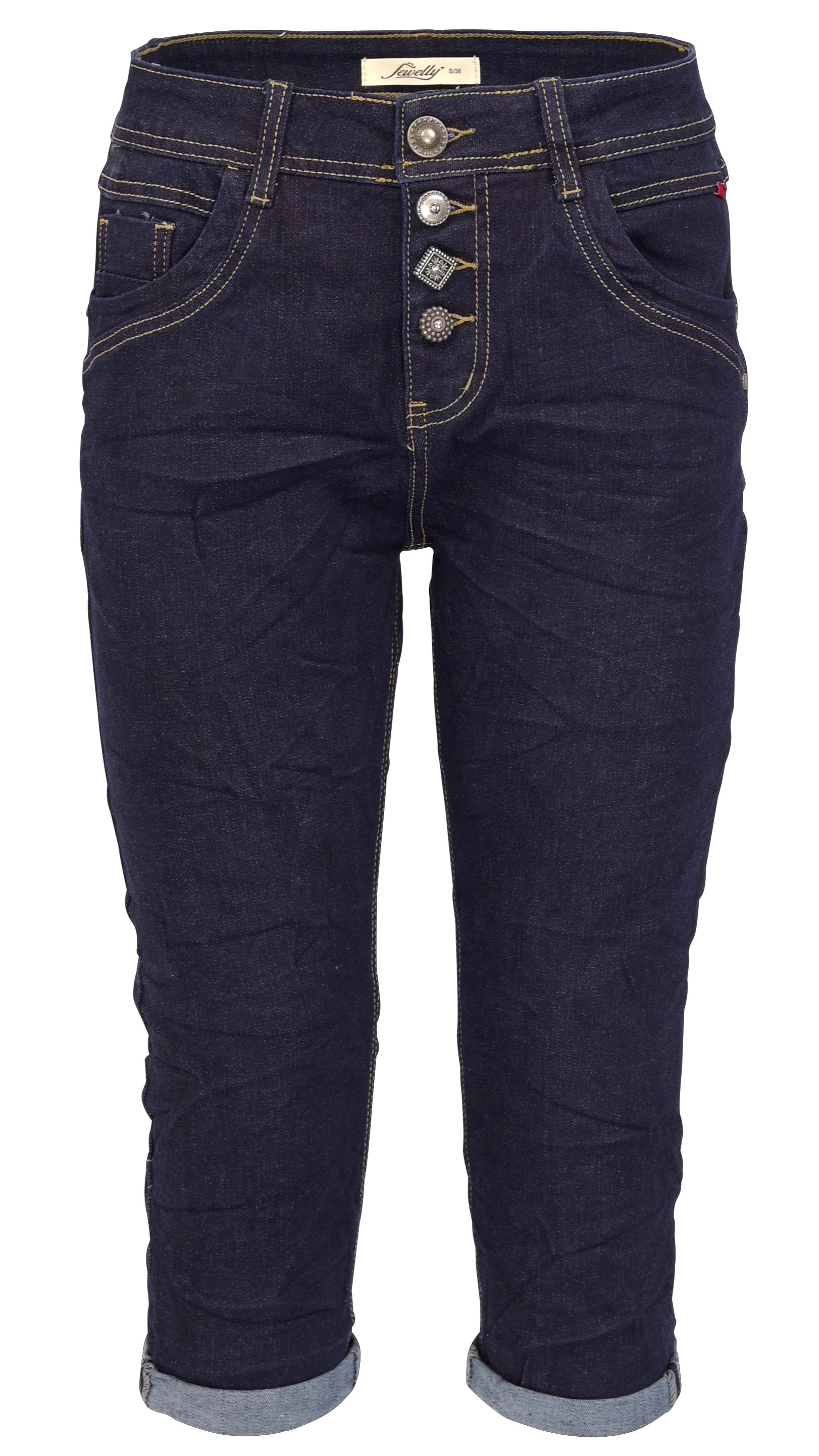 Jewelly Regular-fit-Jeans Capri Jeans im Crash-Look, günstig online kaufen