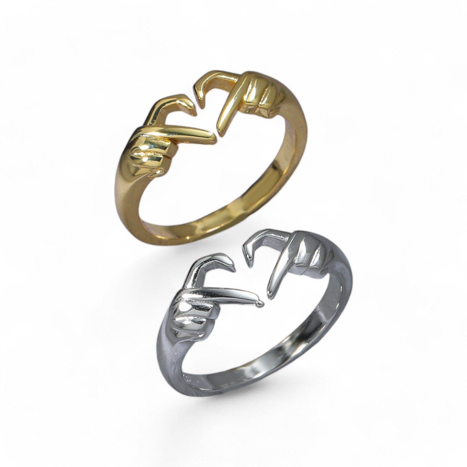 Silberring Love Ring Finger Herz Form aus 925 Sterling Silber und Gold (1x günstig online kaufen